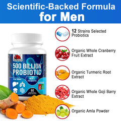 Concept image of gut health and immune support for men