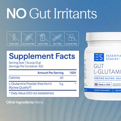 Scoop of L-Glutamine powder for gut lining support