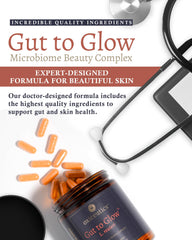 Close-up of Gut to Glow L. Reuteri capsules