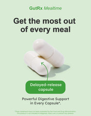 GutRx Mealtime bottle beside a prepared meal