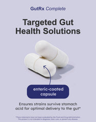 GutRx Complete bottle highlighting gut barrier support benefits