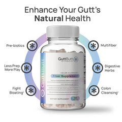 Label highlighting psyllium husk and inulin on GuttButt bottle