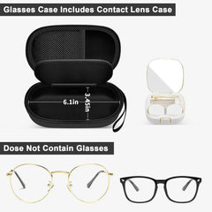 Glasses travel case interior partition and mesh pocket