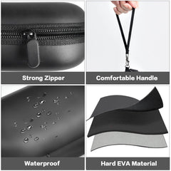 Hard-shell glasses case with carrying rope and compact size