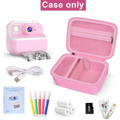 Kids digital camera case interior with adjustable dividers and mesh pocket