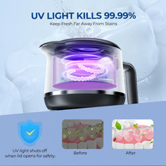 Upgraded UV light for 360-degree cleaning and odor removal