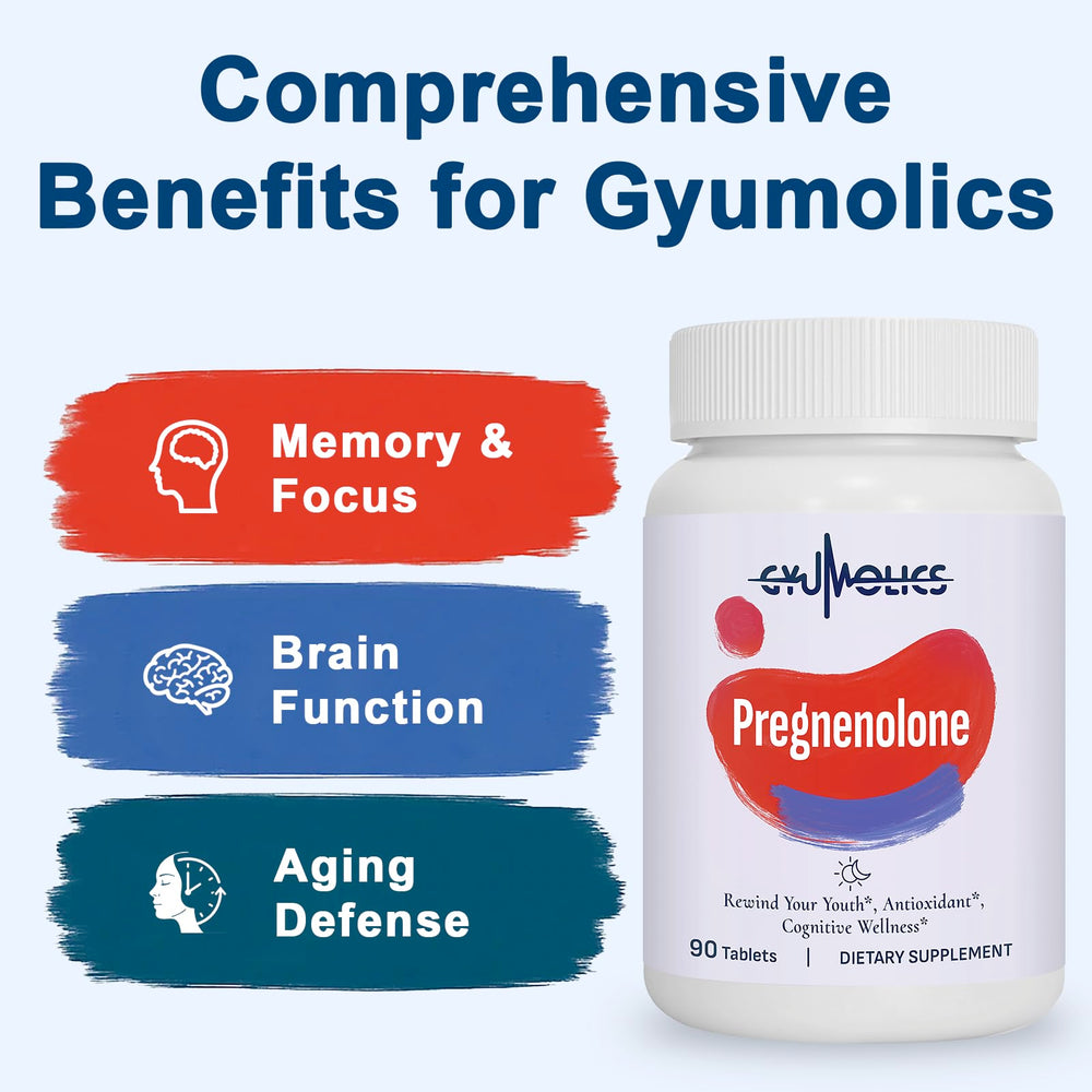 Gyumolics Pregnenolone 100mg bottle - back label with nutrition facts