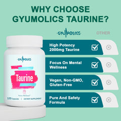 Gyumolics Taurine 2000mg bottle and packaging