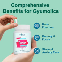 Close-up of Gyumolics Taurine 2000mg label