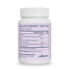 Close-up of Gyumolics Urolithin A 1200mg bottle with branding