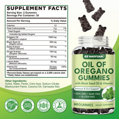 Close-up of oregano oil gummies highlighting carvacrol content