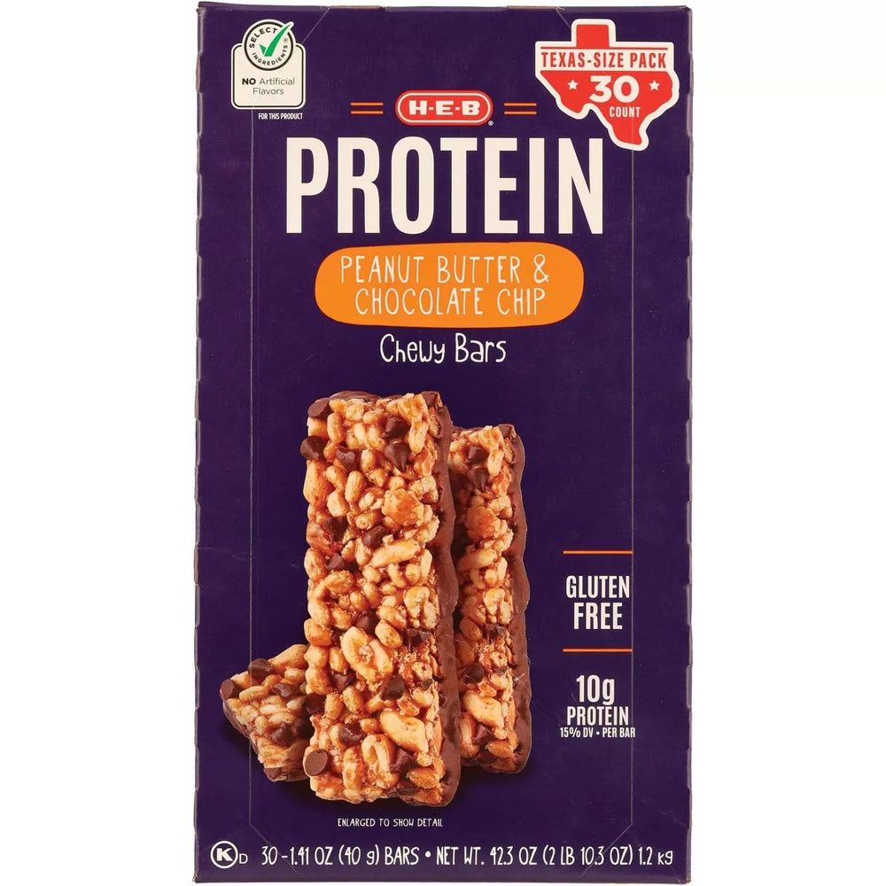 H-E-B Select Ingredients Protein Peanut Butter & Chocolate Chewy Bars – Value Pack 30 Bars