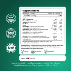H-PROOF formula graphic shows caffeine and L-Tyrosine support