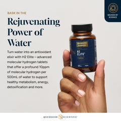 Hydrogen-rich water with tiny bubbles illustrating activity