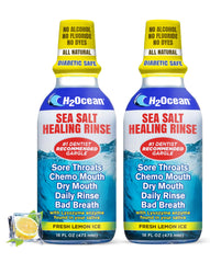 Front view of H2Ocean Healing Rinse Lemon Ice two-pack 16 oz bottles