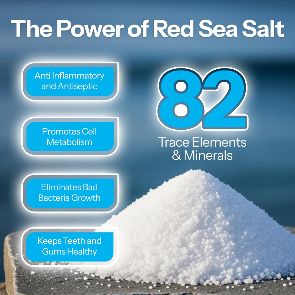 Sea salt and natural enzymes depiction for H2Ocean Healing Rinse