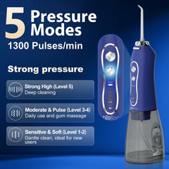 Five nozzles included for braces and hard-to-reach areas