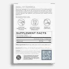 Glass of 12ppm hydrogen water made with H2TAB tablet.