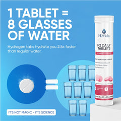 Close-up of Raspberry-flavored H2Vida hydrogen water tablets.