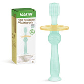 Front view of haakaa 360° Baby Toothbrush with suction base in blue