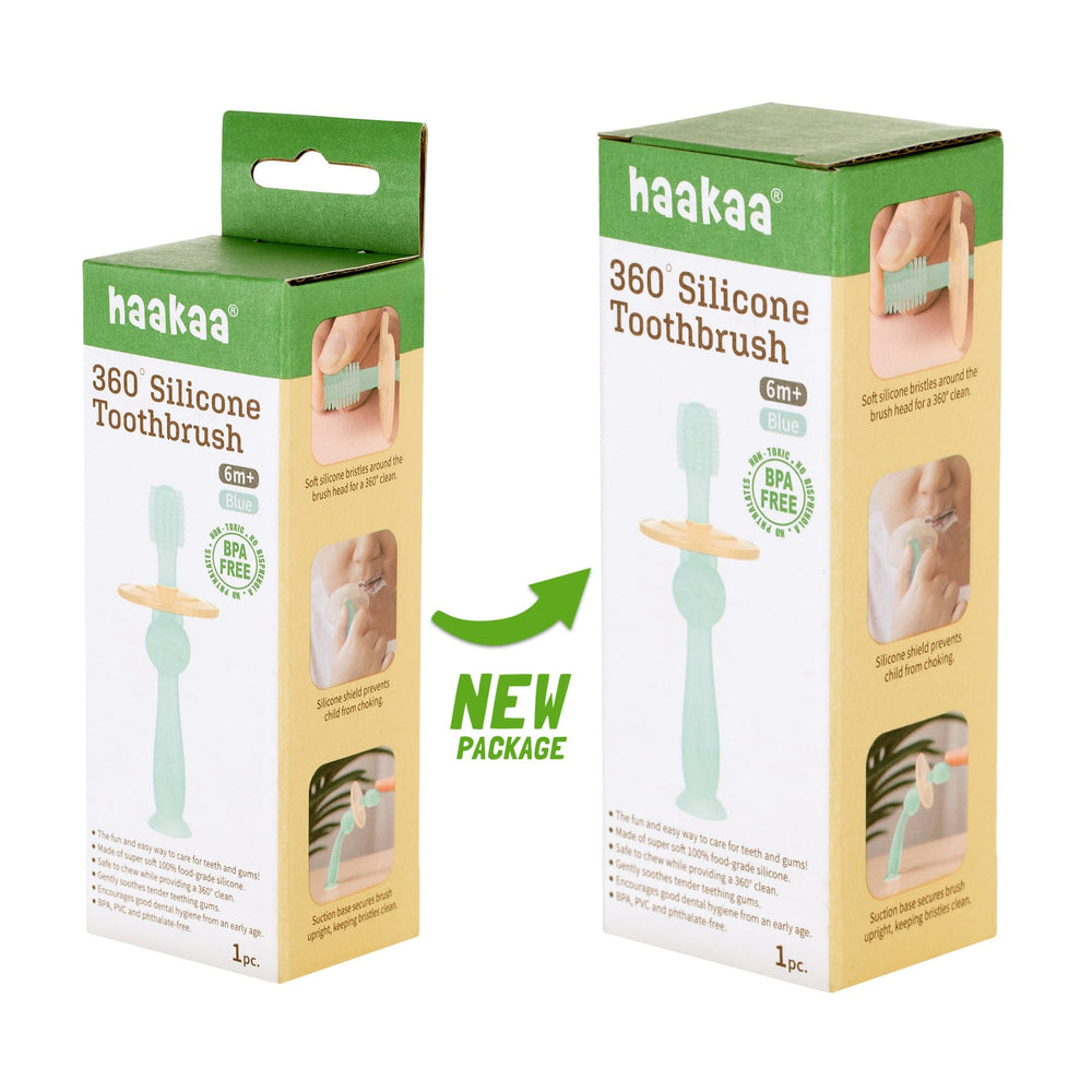 Blue color variant of haakaa 360° Baby Toothbrush (1 piece)