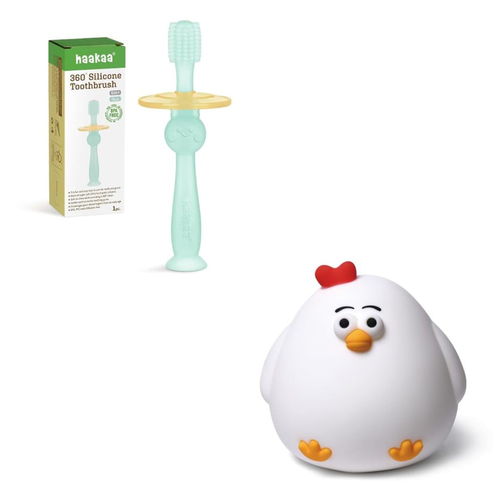 Haakaa 360° Baby Toothbrush blue front view