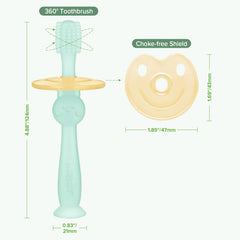 Close-up of 360° bristle design on Haakaa baby toothbrush