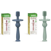 Haakaa 360-Degree Baby Toothbrush with steel blue suction base