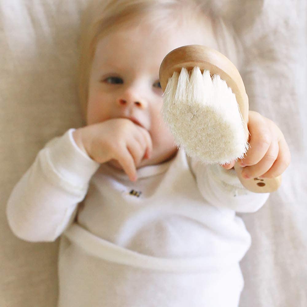 Soft goat bristles on baby hair brush