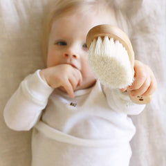 Soft goat bristles on baby hair brush