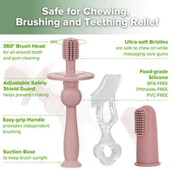 Soft, food-grade silicone brushes for daily chewing and teething