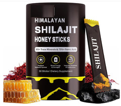 HAAYI Himalayan Shilajit Honey Sticks with Saffron - 30 sticks, 500mg Shilajit, rich in fulvic acid and trace minerals