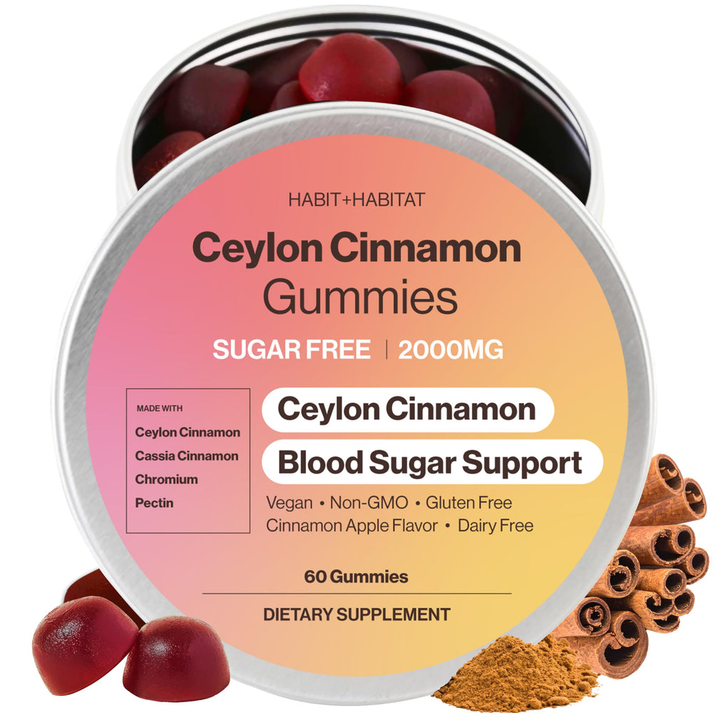 Front view of Habit + Habitat Ceylon Cinnamon Gummies tin