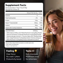 HabitONE packaging highlighting Lion’s Mane, Cordyceps, Reishi, and Chaga