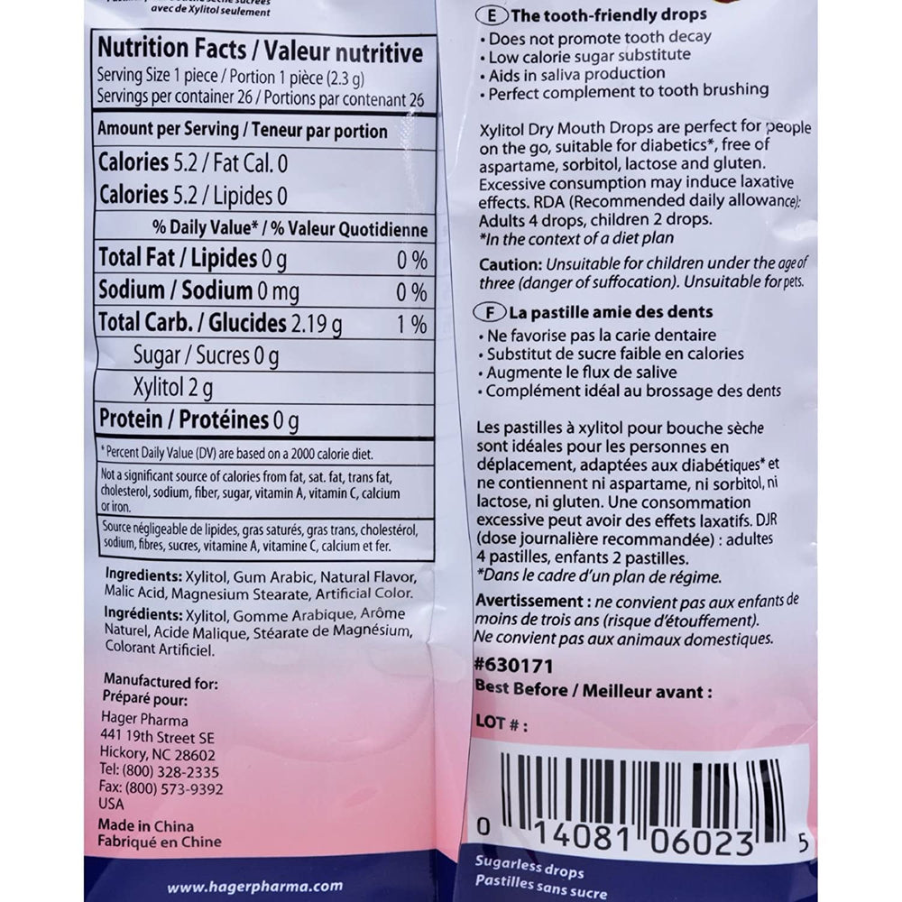 Pack of 3 Hager Pharma Dry Mouth Drops, Cherry flavor, 2 oz each