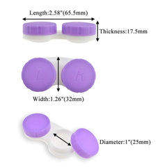 Close-up of purple 25mm lens case with L and R labels