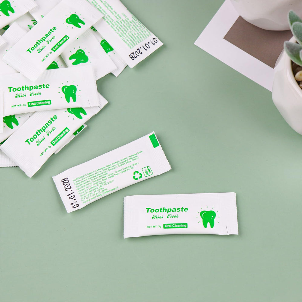 Single-use toothpaste for travel and charitable use