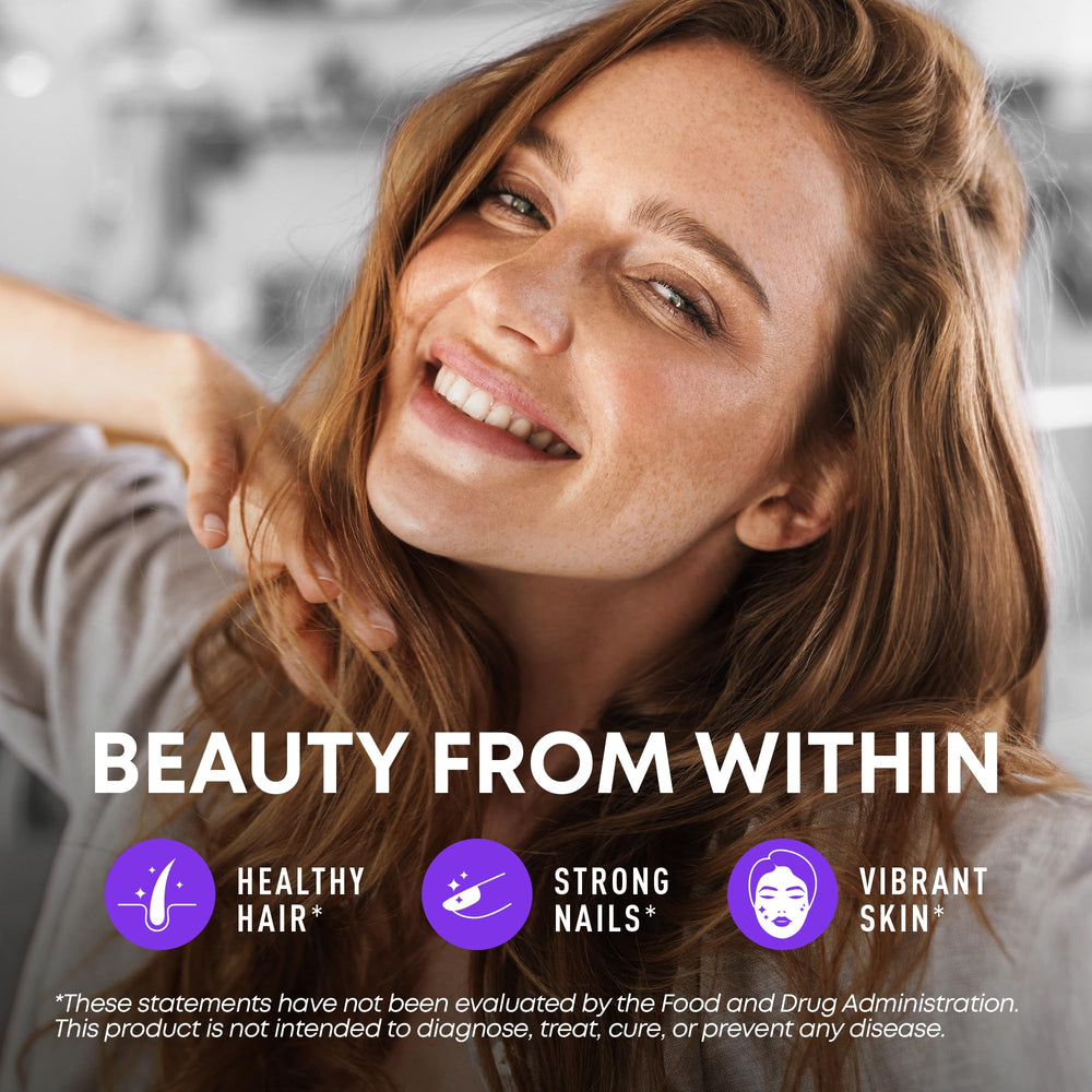 Hair, skin and nails vitamins bottle with capsules