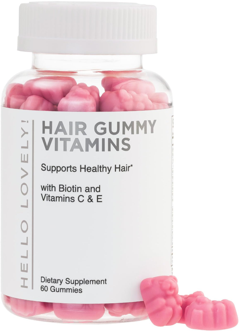 Front view of Hair Vitamins Gummies bottle with Biotin 5000 mcg label