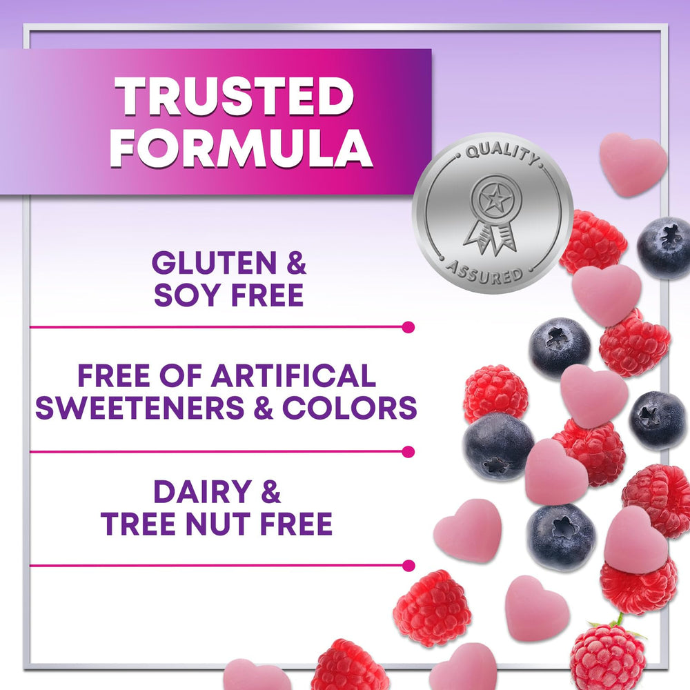 Nails, skin, and hair support gummies on white background