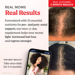 HAIRtamin MOM ingredients featuring biotin, zinc, and iron