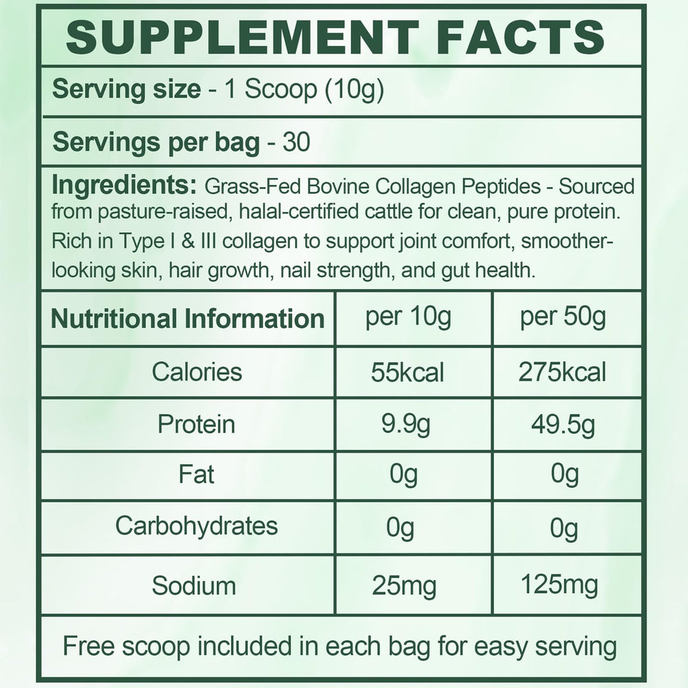 Halal collagen powder packaging and label