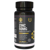 Front view of Halal Zinc 50 mg bottle with label