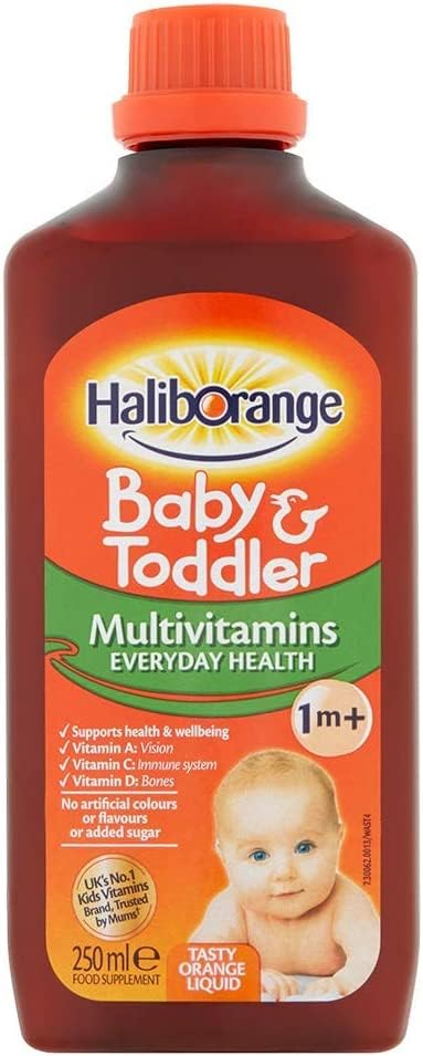 Two 250ml Haliborange Baby & Toddler Liquid bottles in a 2-pack bundle
