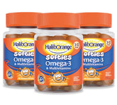 Haliborange Kids Omega-3 and Multivitamin Orange Softies bottle on white background