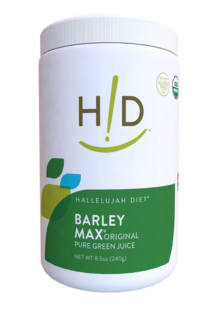 Front view of Hallelujah Diet BarleyMax 8.5oz bottle