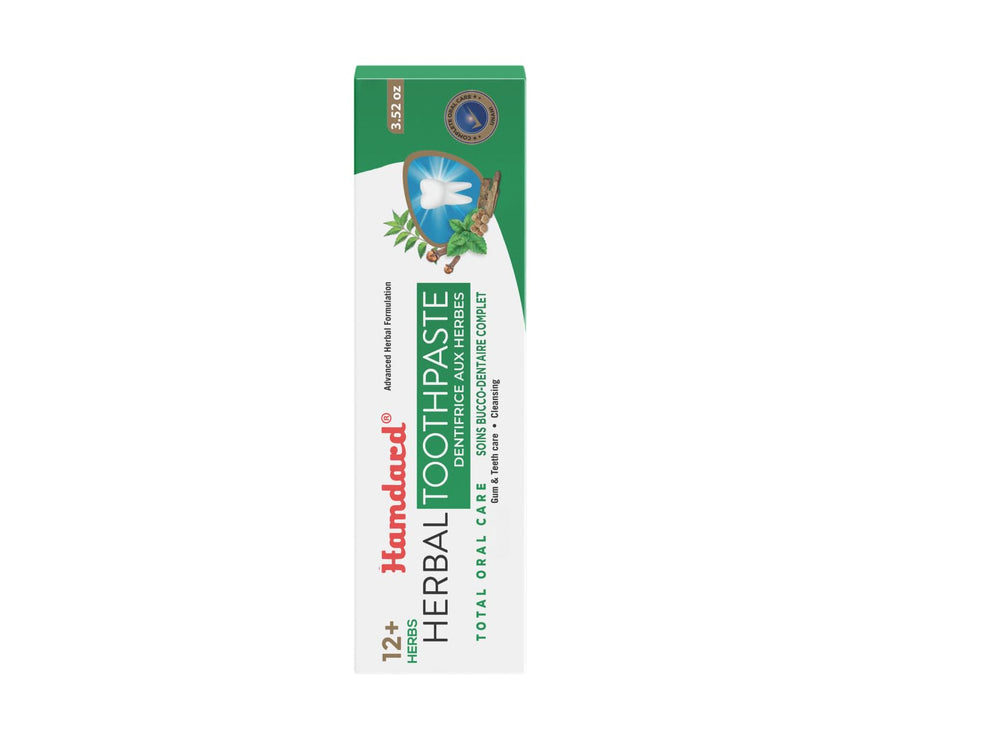 Close-up of Hamdard Miswak toothpaste texture with herbal ingredients