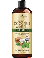 Handcraft coconut oil pulling with peppermint – bottle and ingredients