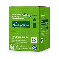 Front view of HandyClean lens wipes box