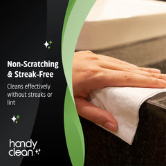 Smartphone screen being cleaned with HandyClean wipe
